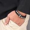 Men's Classic Bracelet Fashion Jewelry Black Leather Rope Chain Charm Bracelet Sports Casual Style