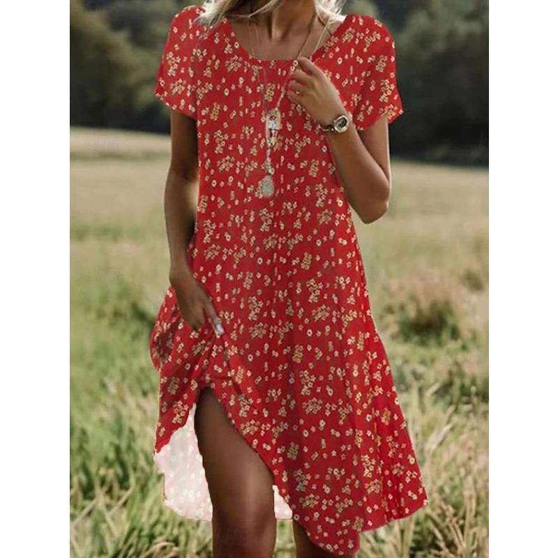 QICED Modische Sommer Frühling Kurzarm Rundhals Freizeitkleider