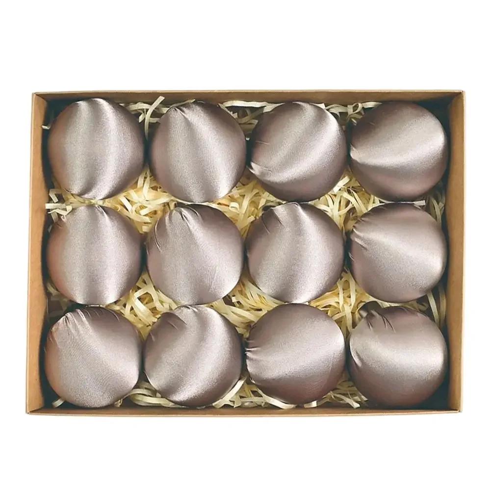 12pcs 6cm Glossy Velor Christmas Balls Ornaments Glossy Velvet Christmas Hangings For Festive Decoration
