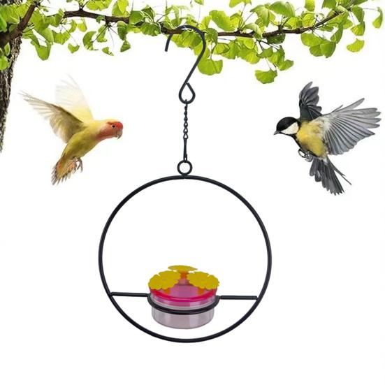Hängender Kolibri-Futterspender für draußen, runder Vogelfutterspender in Herzform mit 3 Futteröffnungen, ameisen- und bienensicherer Kolibri-Futterspender für die Veranda/Terrasse