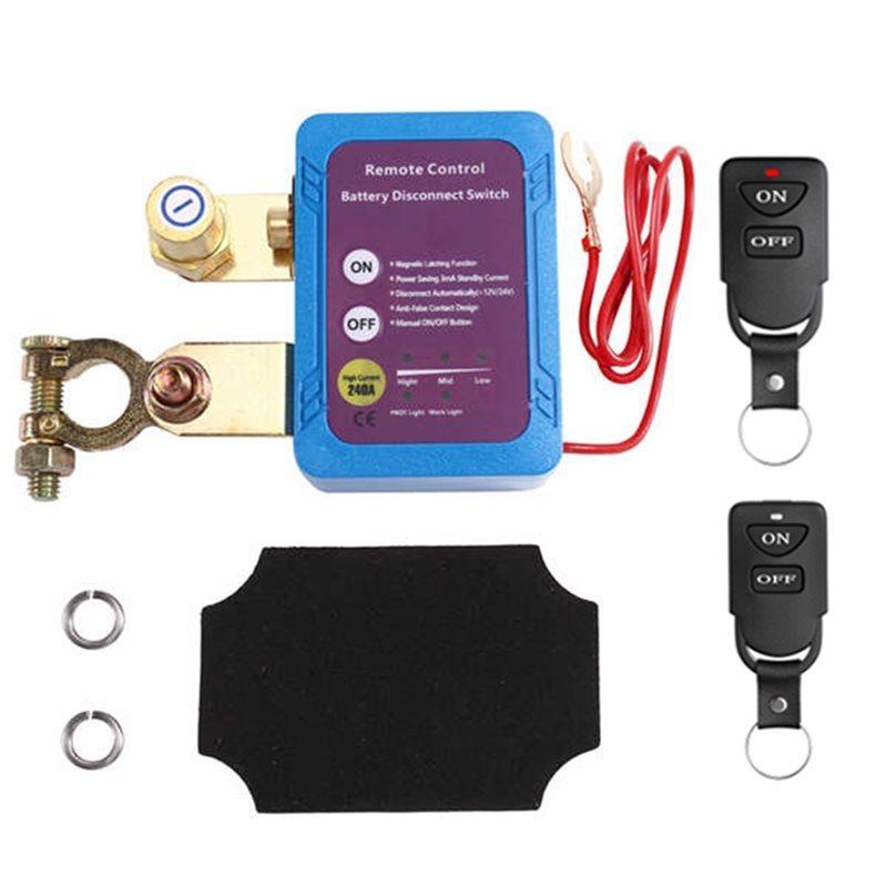 For Car Boat Remote Control Battery Disconnect Switch 12V/24V 240A Automatic Power-Off Functionality