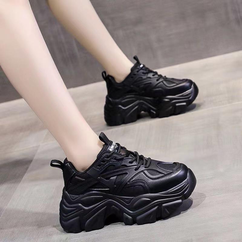 Milk tea color dad shoes women's platform spring 2026 new black sports fried street ins white, heightening shoes