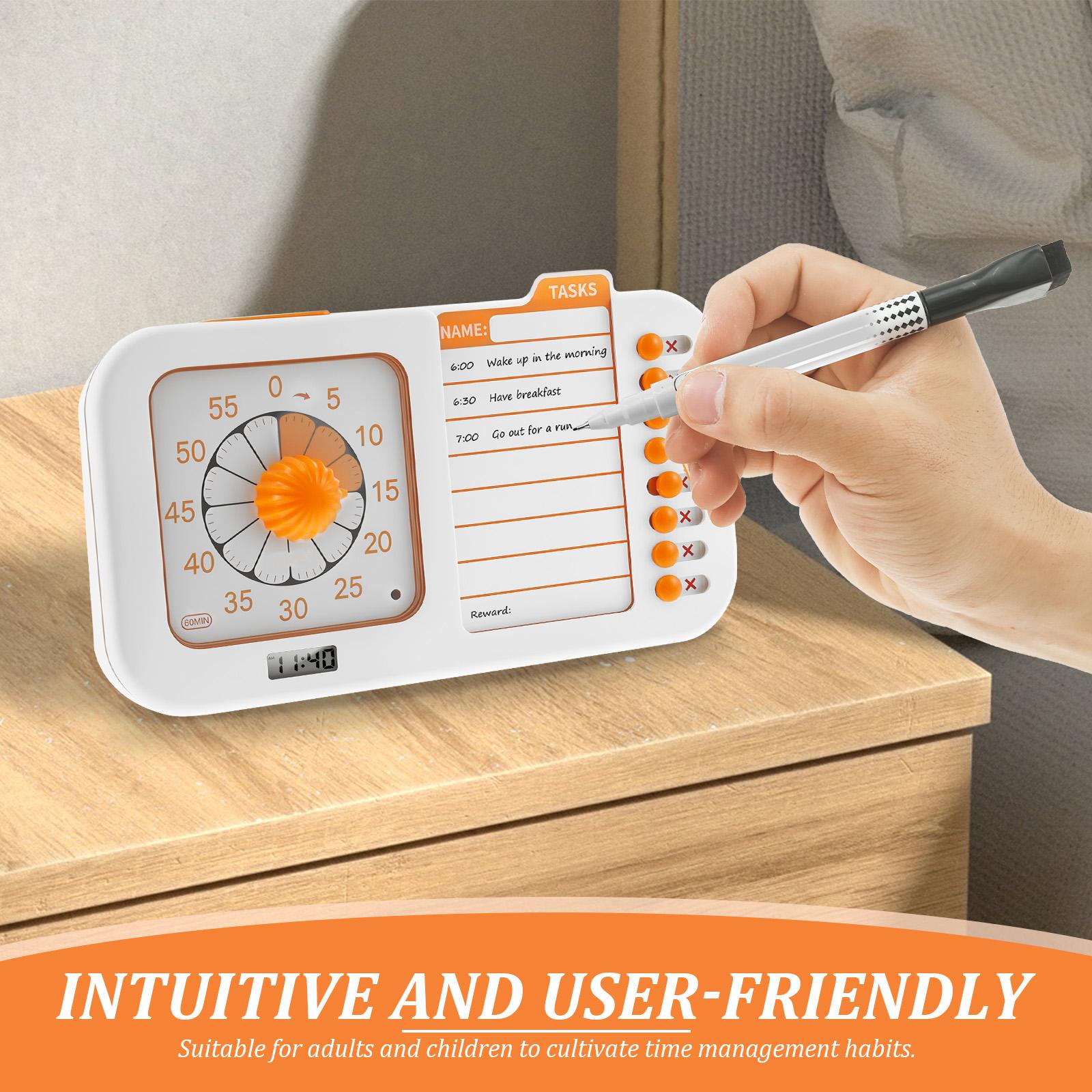 Timer Visivo per Compiti 60 Minuti Timer Visivo per Bambini e Adulti Timer per Lavagna di Pianificazione, Timer Silenzioso a Conto alla Rovescia per C