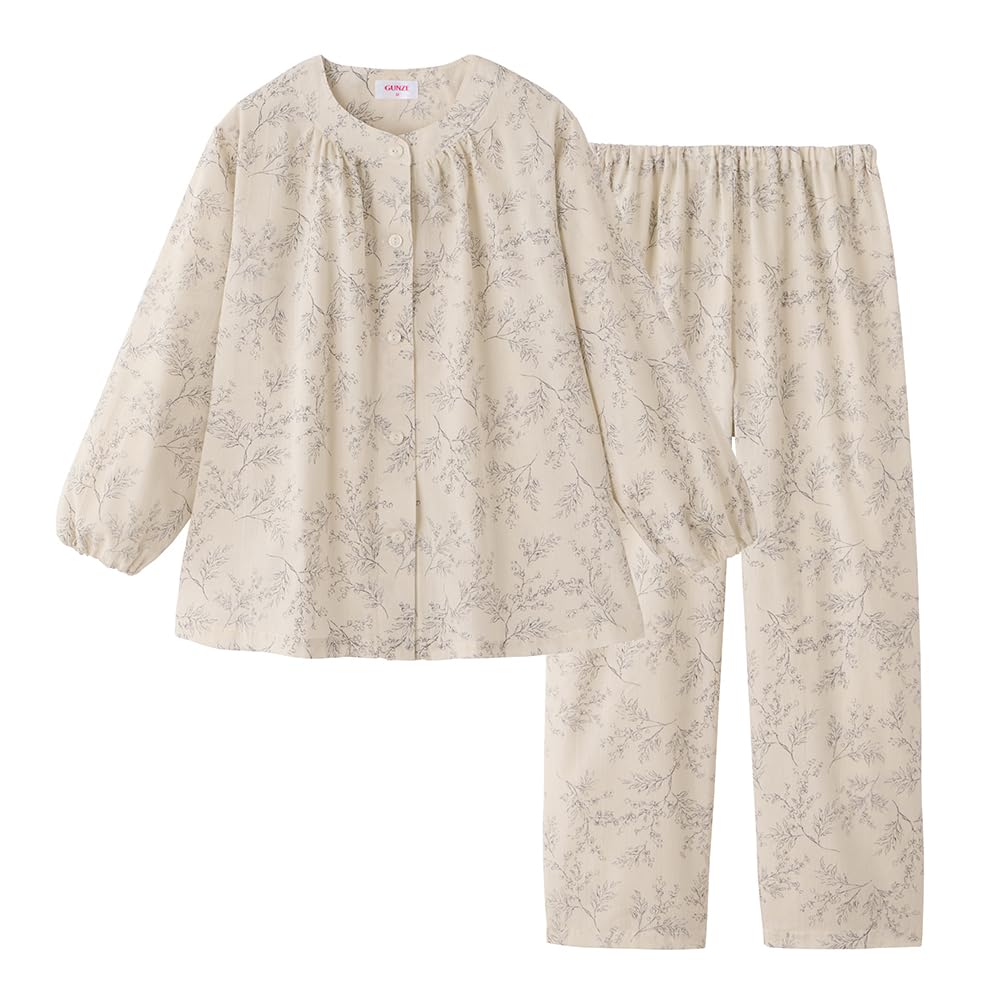 

long sleeves and pants elastic holes in sleeves and leg sweat quick drying and gray [Gunze] Women s pajamas, (with openings), absorbing, eco-friendly, сірий колір