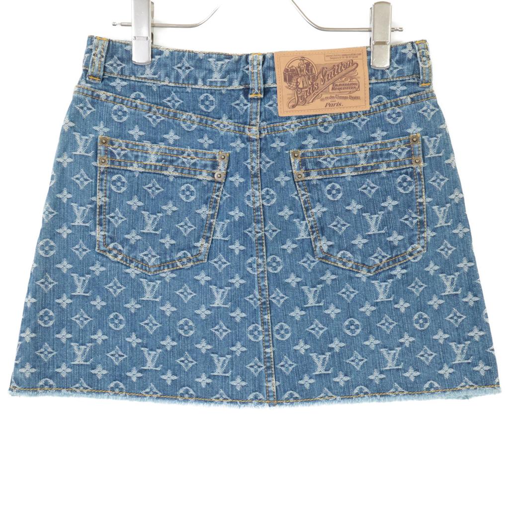 LOUIS VUITTON [Excellent Condition/Domestically Authorized] Monogram Denim Mini skirt 36 blueUsed