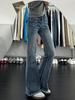 High Waist Retro Blue Micro-Flare Bell Bottom Jeans for Women - Slim Fit Trumpet Pants for Spring and Autumn