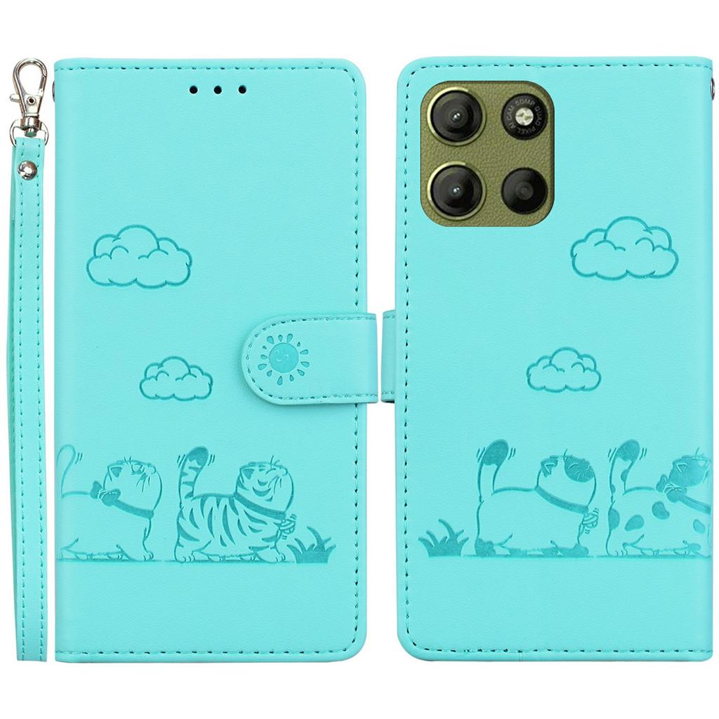 For Motorola Moto G15 4G Case RFID Blocking Kitten Pattern TPU+PU Leather Phone Cover