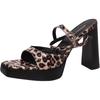 Sexy fashion trend Royal sister leopard print thick-soled super high heels square head open-toed temperament catwalk waterproof table sandals