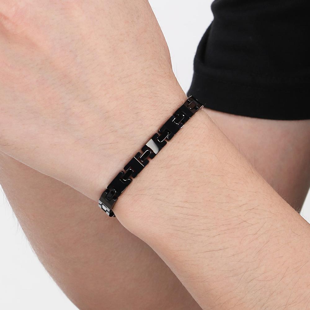 Pánské náramky z wolframové oceli, nikdy nepoškrábané, černo-stříbrné, barva 6 mm, šířka 6 mm, řetízkový náramek ve stylu H pro muže a ženy, velkoobchod