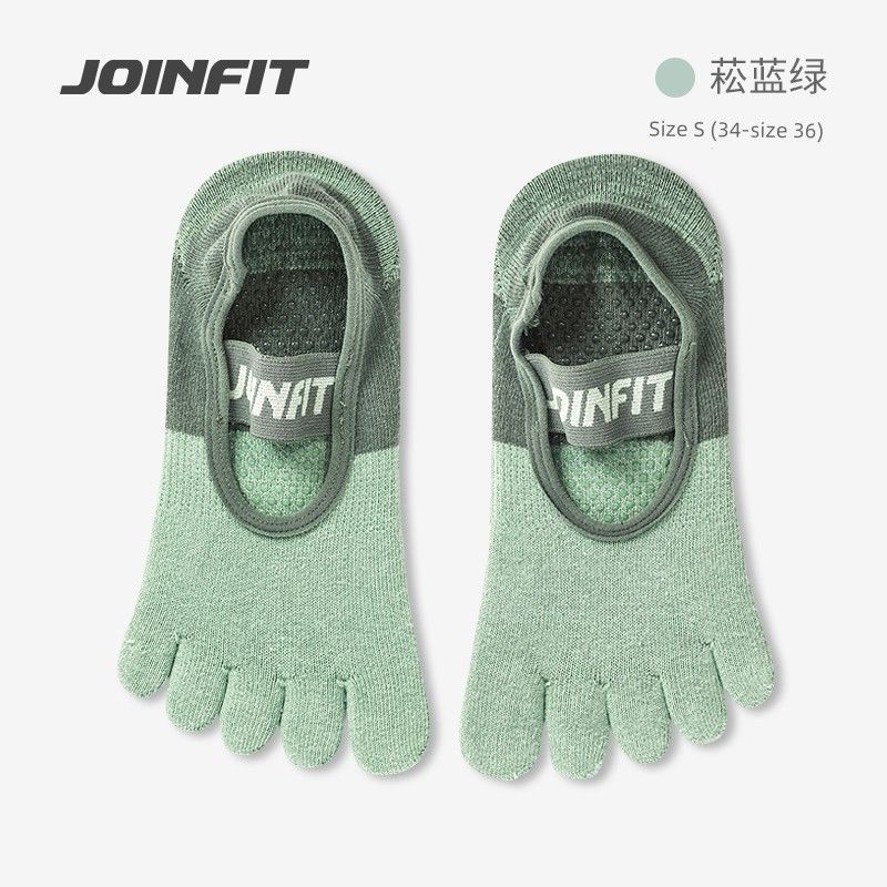 

Joinfit Yoga Socks Non Slip Professional Female Pilates Socks Yoga Compression Stockings Indoor Fitness Toe Socks Pine Blue and Green S Code (34-36) [One Pair]]