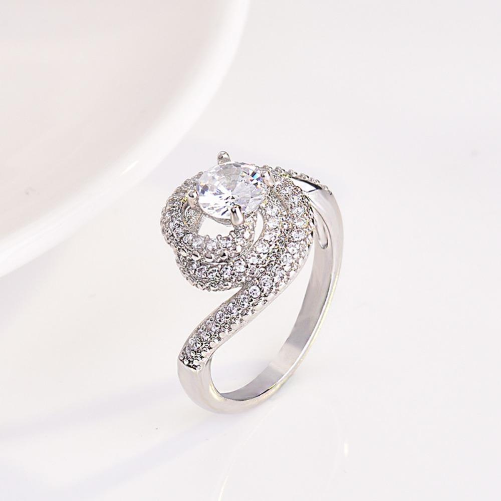

2 Carat AAA Zirconia Rotating Engagement Ring for Women Full Diamond Sparkling Fashion Jewelry no. 6 платиновый