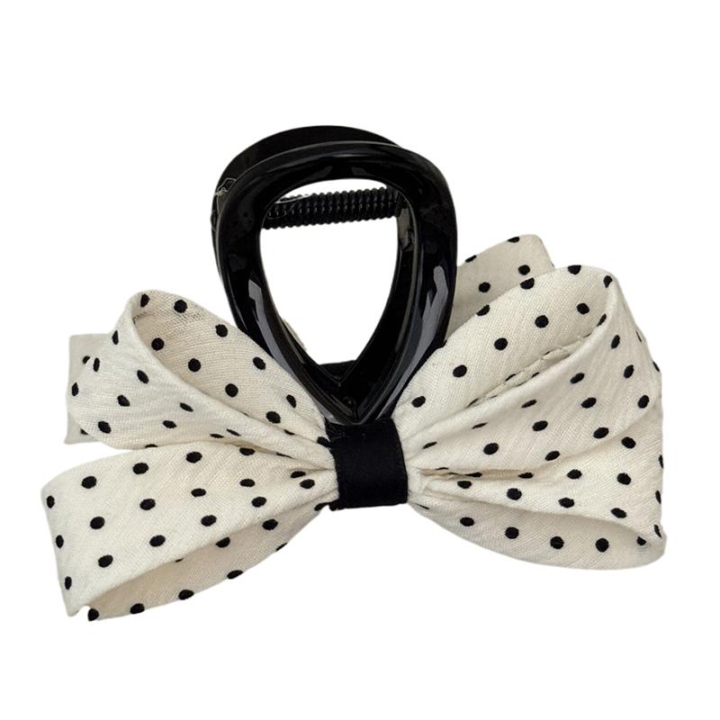 Polka Dot Bow Hair Clip For Women Elegant Temperament Shark Clip Girl Ponytail Clip