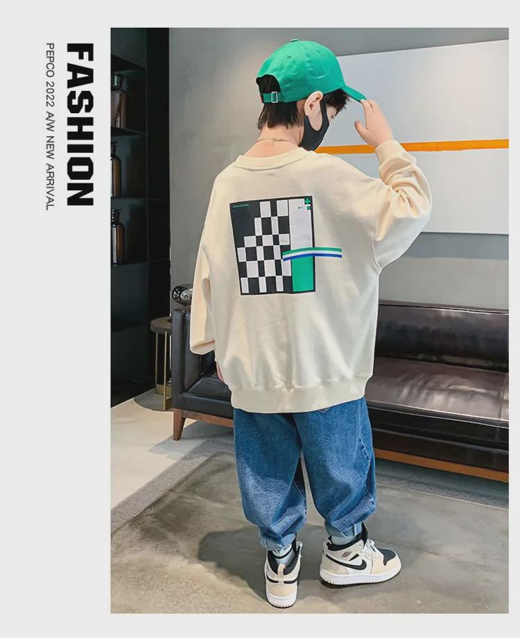 2023 Jungen Sweatshirt im koreanischen Stil mit Rundhalsausschnitt - Frühling & Herbst Print Pullover für Kinder