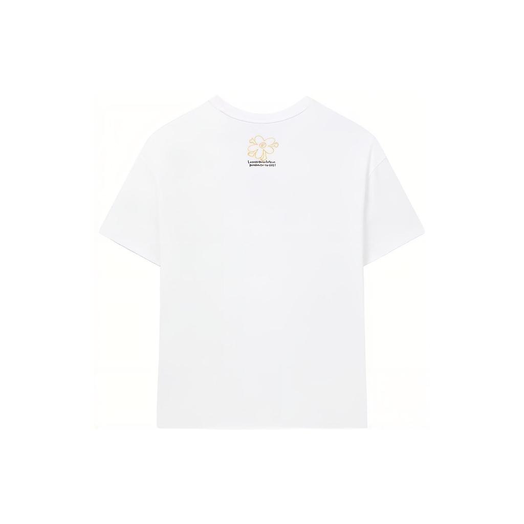 FILA American Vintage Illustration Print Crew Neck Casual Short Sleeve Drop Shoulder T-Shirt Women T-Shirt White F11W329107F-WT