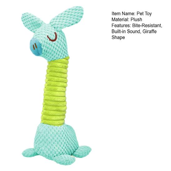 Pet Toy Pineapple Pattern Cartoon Giraffe Shape Bite-Resistant Plush Squeaky Dog Toy with Built-in Sound Long Neck Design Chew Toy