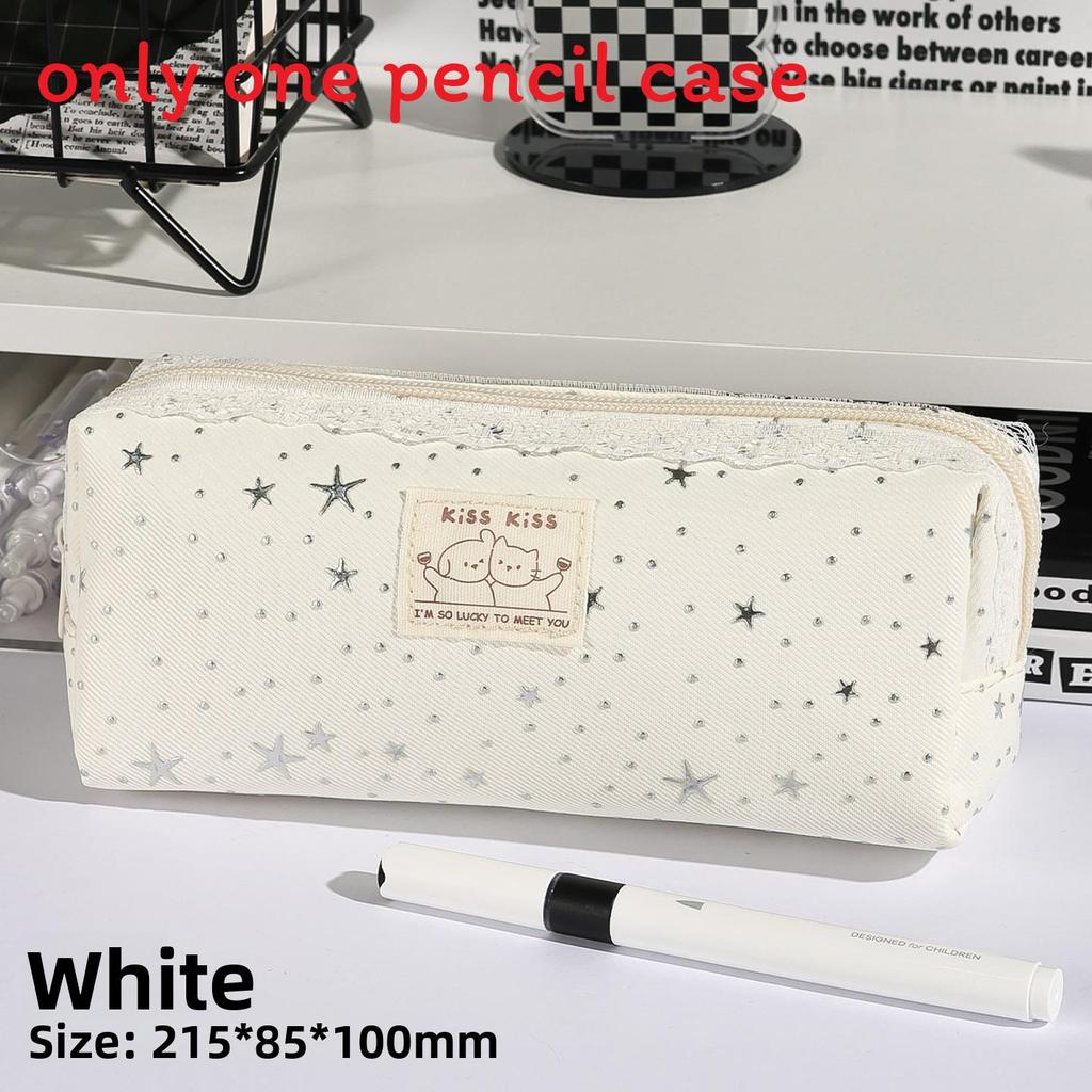 Korean Style Large Capacity Pencil Case With Fabric Material For Students And Office Use
