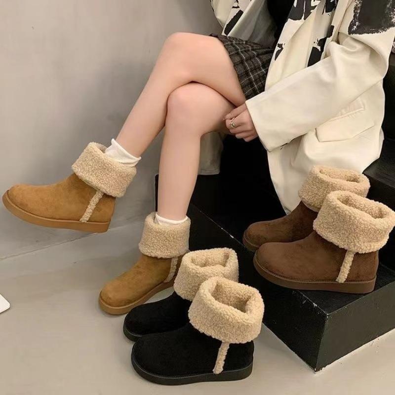 New Mid-calf Shoes, Ankle Boots, Women's Shoes, Fleece, Warm and Slimming Snow Boots