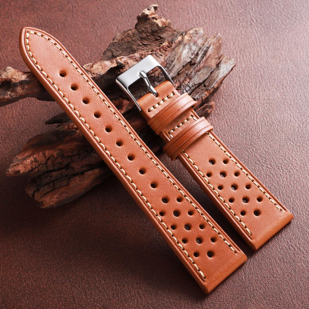 Handgefertigtes Rindslederarmband 18mm 20mm 22mm Vintage Braun Schwarz Leder Uhrenarmband für Seiko Premium Armband Atmungsaktive Armbänder