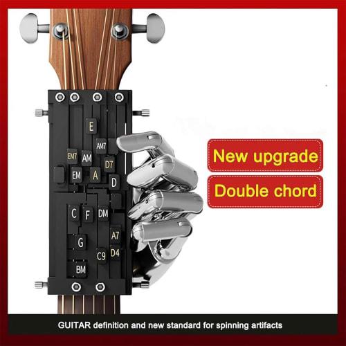 Guitar Chord Presser, Guitar Chord Trainer, Double Chord, Guitar Learning Aid for Kids, Beginners, and Adults (Black)