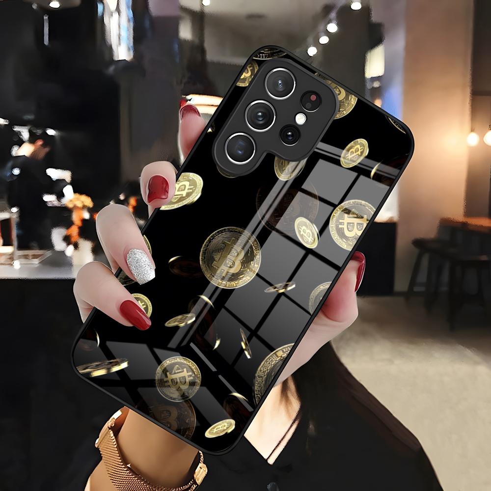 Bitcoin Phone Case For Samsung S26 S25 Edge Ultra 24 23 22 21 Ultra Plus Fe A55 56 15 4G 5G Glass Cover