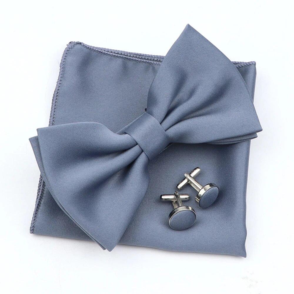 

Сплошной цвет мужской носовой платок с галстуком-бабочкой, набор запонок, полиэстер, бабочка, аксессуары для свадебной вечеринки и ужина