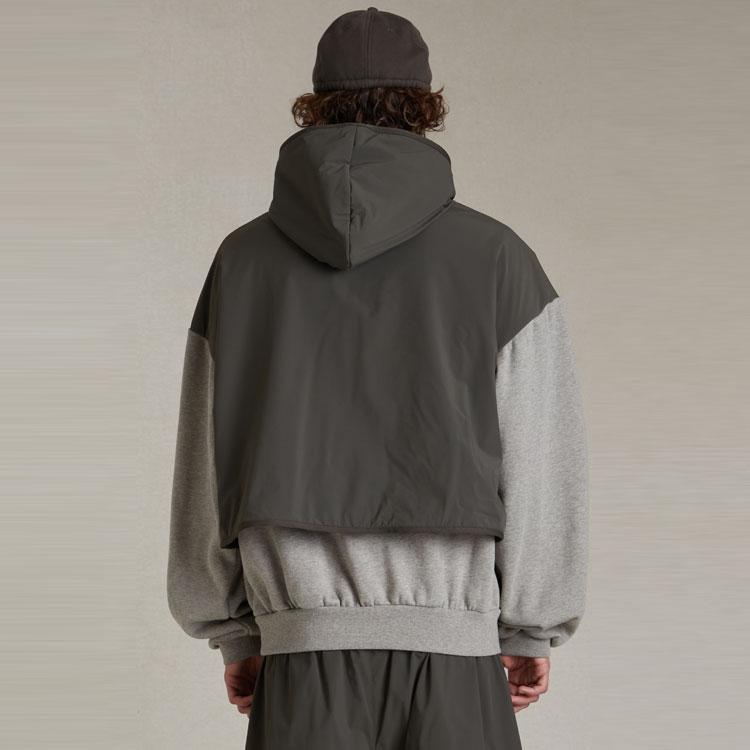 Fear of God Essentials Nylon Fleece Hooded Sweater Dark Heather Oatmeal/Ink Men Tops Grey 202SP244323F