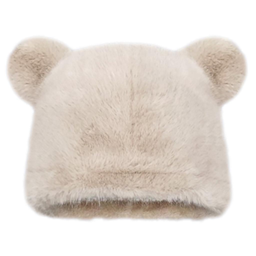 Cartoon Bear Plush Hat for Winter Lovely Animal Ear Warm Beanie Hat for Teens Adult Outdoor Sport Activity Skiing Hat