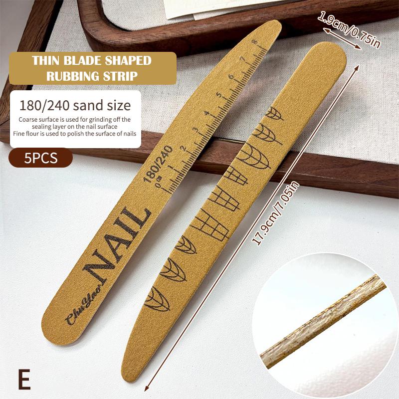

5 Pcs Double-Sided Nail File Set With Scale 100/180 180/240 Grit Washable Ruler Sanding Nail File Durable Nail Sanding Tools E