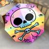 1 PC Automatic Folding Umbrella - Colorful Skulls Pattern, Portable & Foldable Design with 8 Ribs, Christmas Birthday Gifts