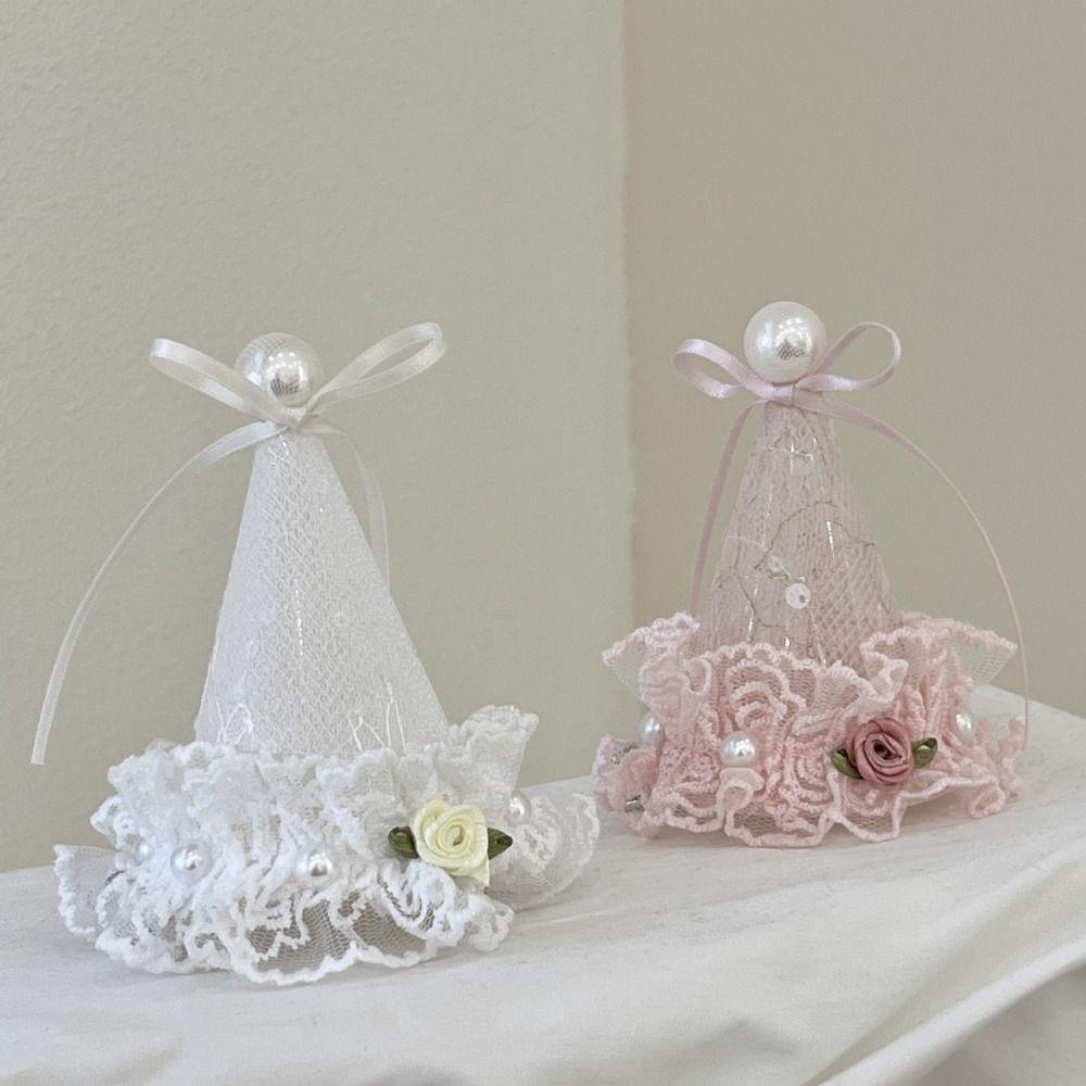 Embroidery Birthday Crown Bow Birthday Cap Creative Birthday Hat Hairpin Girls