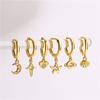 HECHENG,Cubic Zirconia Moon Star Heart Pendant Hoop Earrings For Women Starfish Shell Cooper Huggie Earring