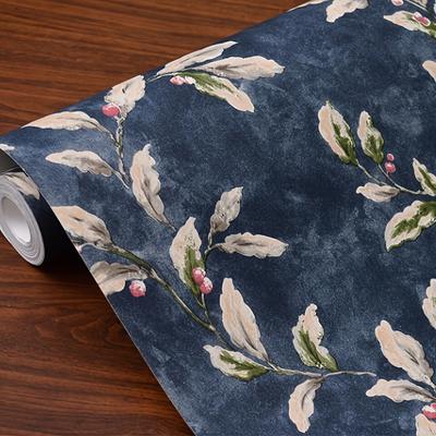 Self-Adhesive Vintage Plant Contact Paper (17.7×393.7in) - Leaf Peel Stickers for Kitchen/Office/Bedroom Home Wall Decoration