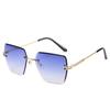 New Frameless Cut Edge Sunglasses Women Trendy Polygonal Gradient Color Sunglasses 9064