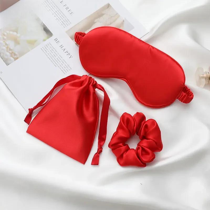 3Pcs Set Women Imitated Silk Sleep Eye Mask Eye Patches Eyeshade Blindfold Travel Rest Eye Cover Night Eyeshade