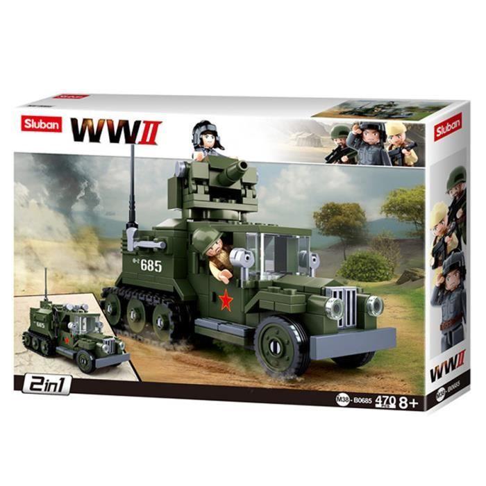 Jeu de construction brique emboitable sluban wwii 2eme guerre mondiale half russe arme militaire vehicule