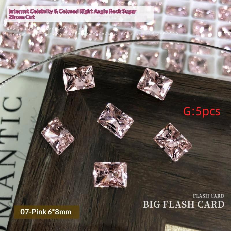 5 Peças 6X8Mm Cores Sortidas Corte Retangular Zircônia Cúbica Com Acabamento Brilhante Perfeito Para Arte de Unhas DIY Joias Artesanato Design
