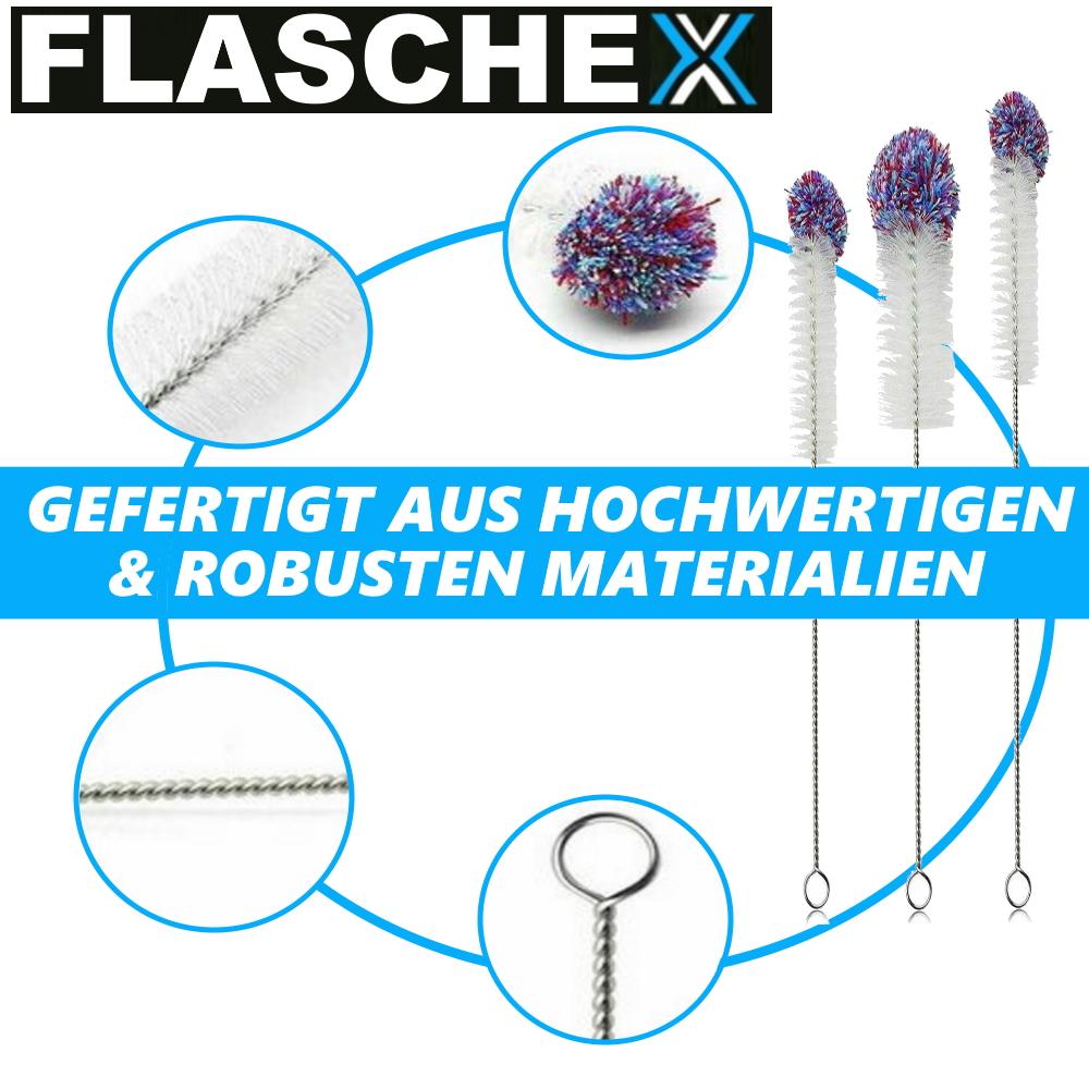 FLASCHEX Universal Bottle Brush Set of 3 Glass Bottle Cleaner Sodastream Long