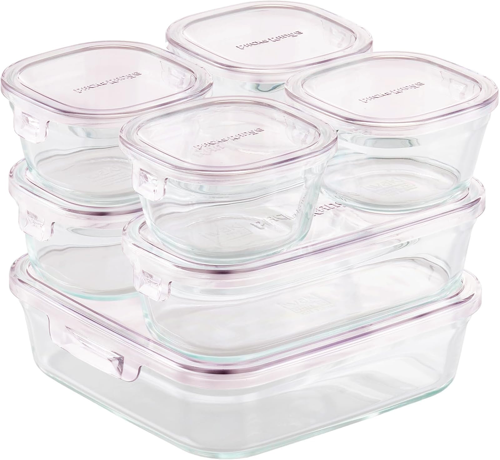 

Iwaki Glass Storage Sheer Set of Pack Heat-Resistant Containers, Rose, 7, & Microwave, F-PRN7-P