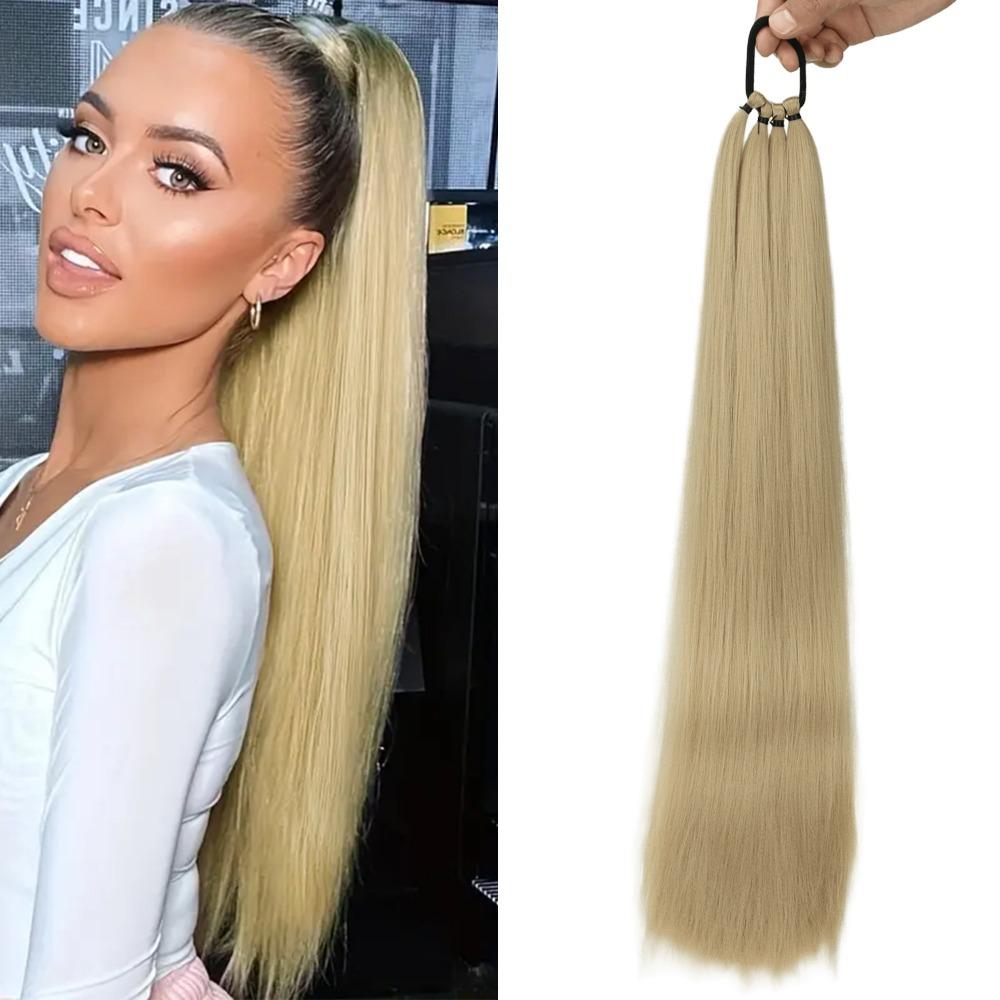 

Elastic Band Hair Ring Ponytail Hairpieces Synthetic Black Brown Hair Extensions for Women 22