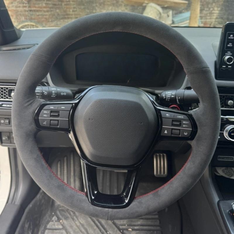 Hand-stitched Black Suede Anti-slip Breathable Car Steering Wheel Cover For Honda Civic 11 XI - Auto Interior