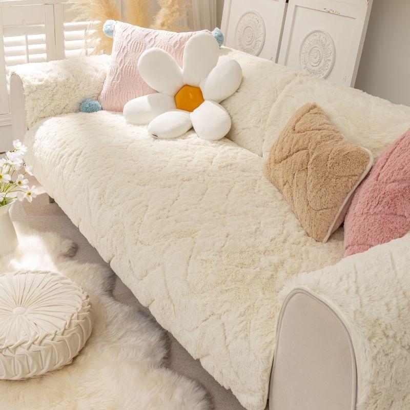 

Winter Leather Sofa Cushion Thickened Plush Non-Slip Cover Universal In All Seasons, Winter Light Luxury Simple Seat Cushion 70*70cm