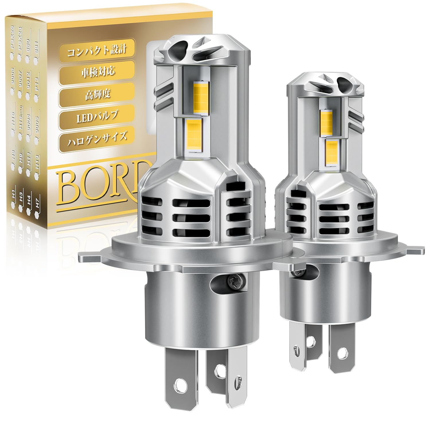 

BORDAN H4 LED Супер Галоген Теплый для Автомобилей и Техосмотра Нового Транспортного Средства Галоген 9x LED Тройной Нагрев Тихий Длительный Шум Упаковка из 2 Фар, Яркий, Цветной,