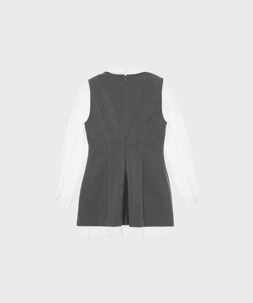 Alkialka Pleated Layered Dress (Charcoal)