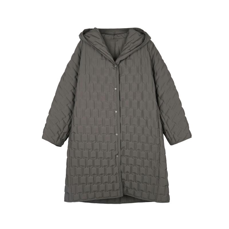 LESS 2023 Winter Hooded Loose Long Down Jacket