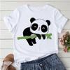Women Tshirt Fashion Tops Cartoon Stretching Panda 90s Clothes Print T Shirt Short Sleeve Summer White T-shirt Female Tee Shirt