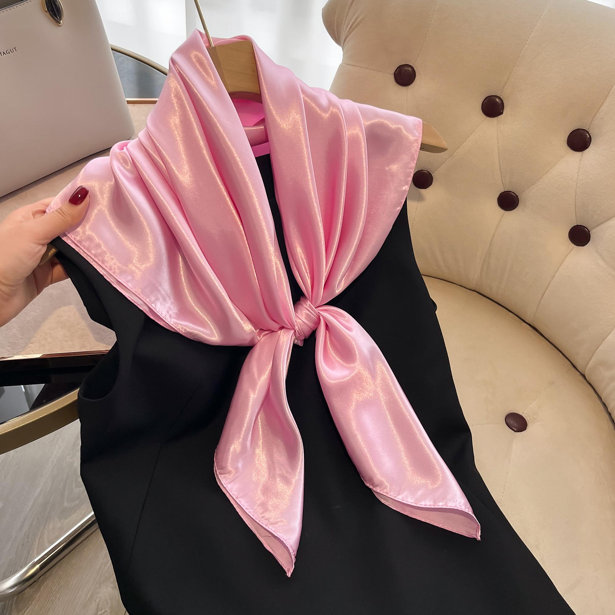 

Высококачественный квадратный шелковый шарф 90*90 см, женские простые шали и накидки, офисные женские платки для волос, шейные платки, индийский мусульманский платок, парео