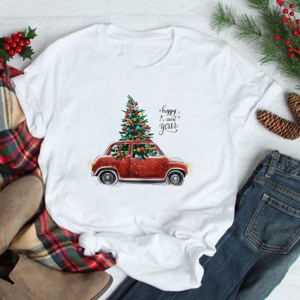 Christmas Tree Graphic Tees Women Short Sleeve Harajuku T Shirt Tumblr Female Xmas Party Festival