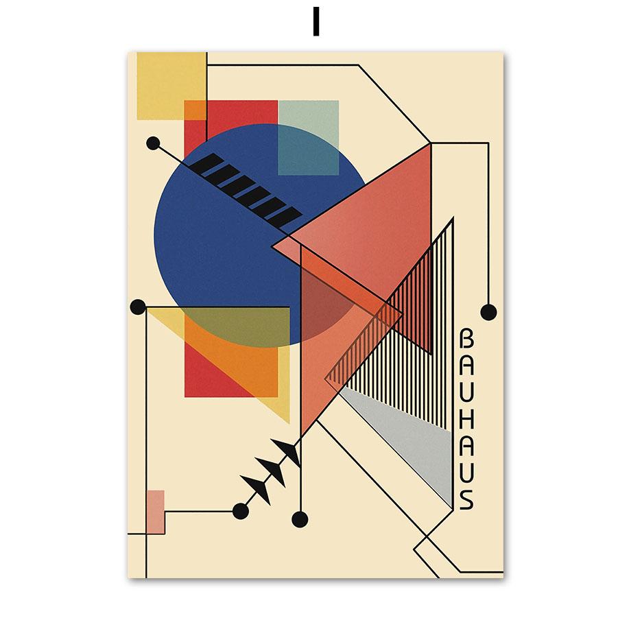 Bauhaus Linie Farbblock Geometrische Wandkunst Poster und Drucke Abstraktes Leinwandgemälde Hotel Bar Bilder für Wohnzimmerdekor