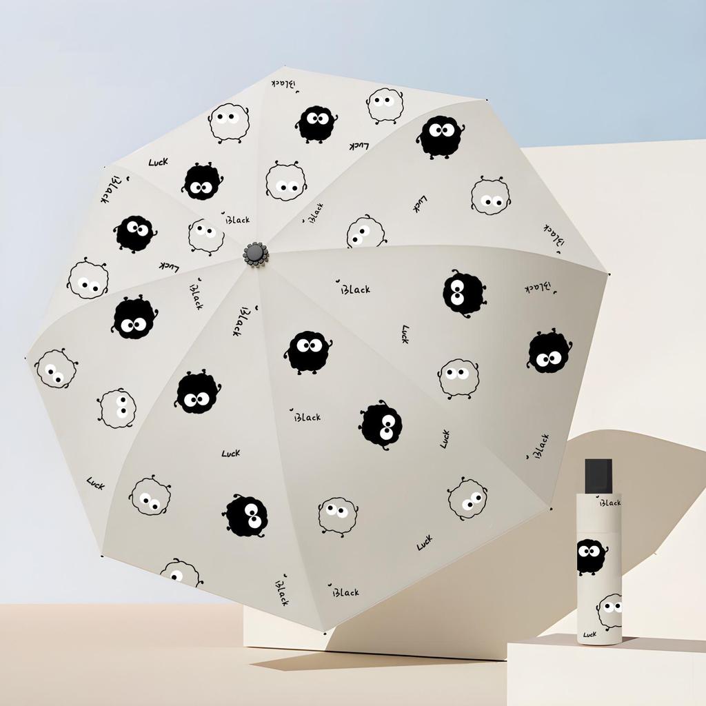 Custom Logo Sunshade Cartoon Folding Umbrella - Dual-Use, Anti-UV, Rain or Shine