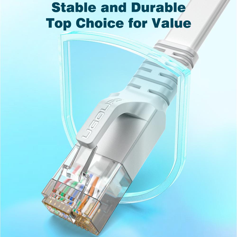 Cat6 Flat Ethernet Cable 1Gbps 1000Mbps Cat 6 RJ45 LAN Patch Cord High Speed Low Profile Internet Cable for Xbox Router Smart TV
